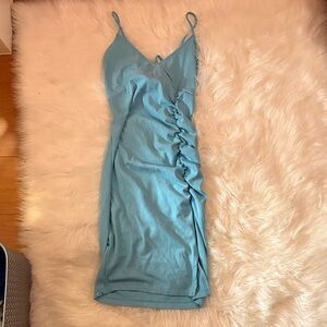 Elegant Blue Ruched Dress